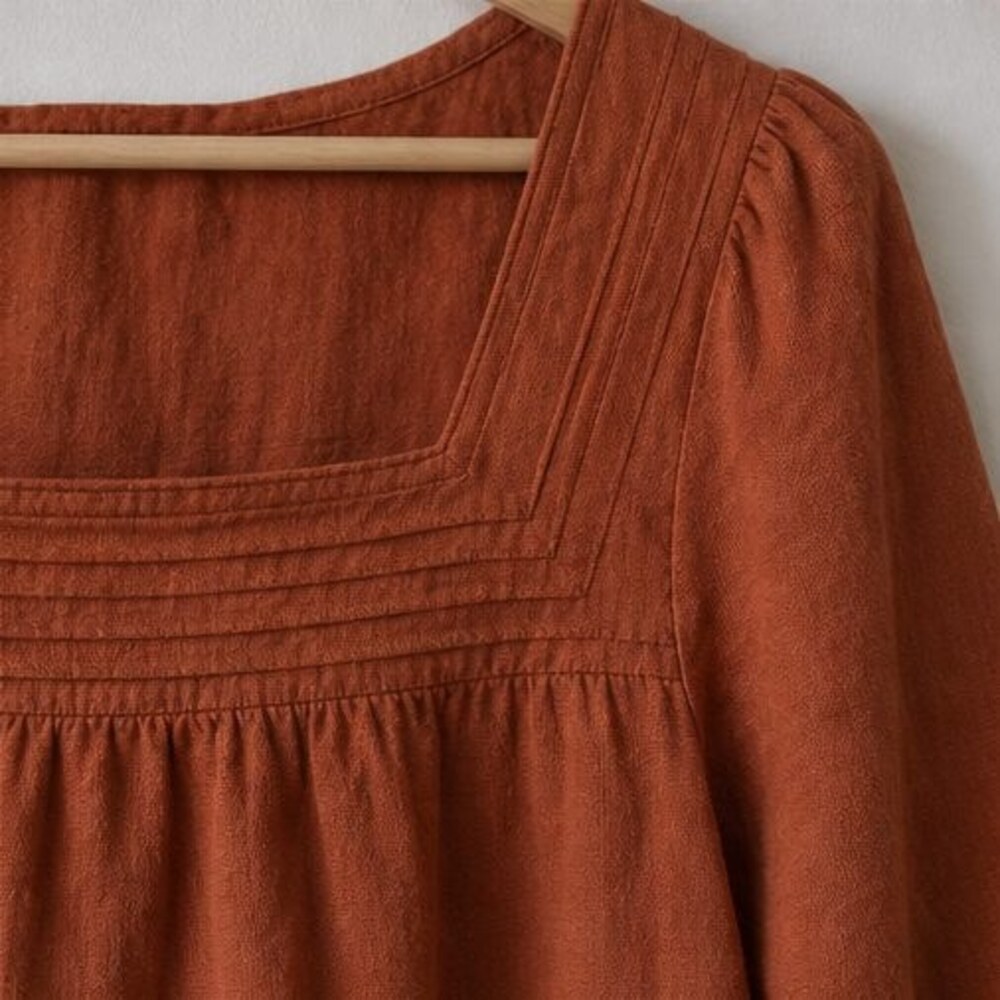 Rust Button Blouse - Picture 4 of 6